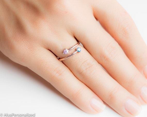 Two Birthstone Personalized Ring
