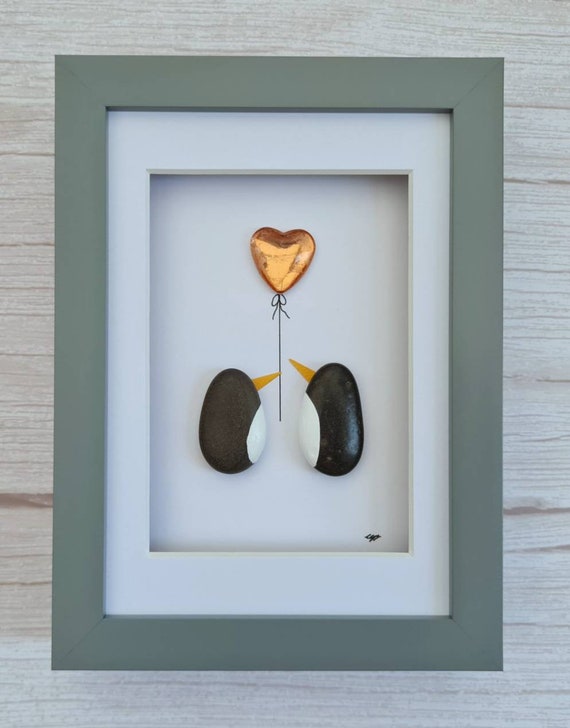 Pebble Art Penguin Couple