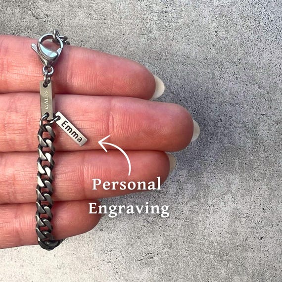 Engraved Cuban Link Chain Bracelet