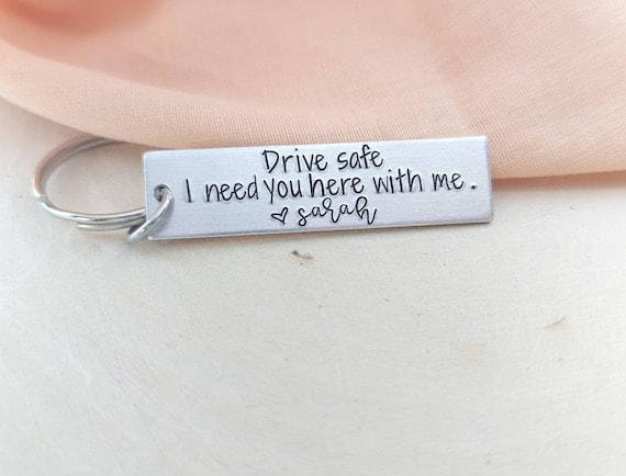 Drive Safe Aluminum Keychain