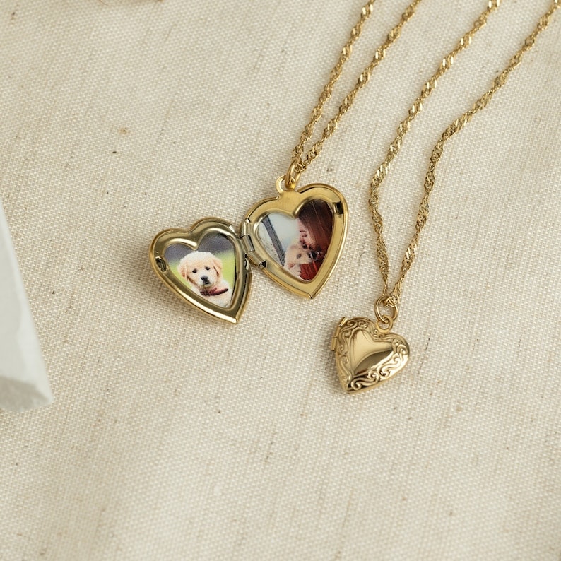 Heart Locket Necklace with Photo
