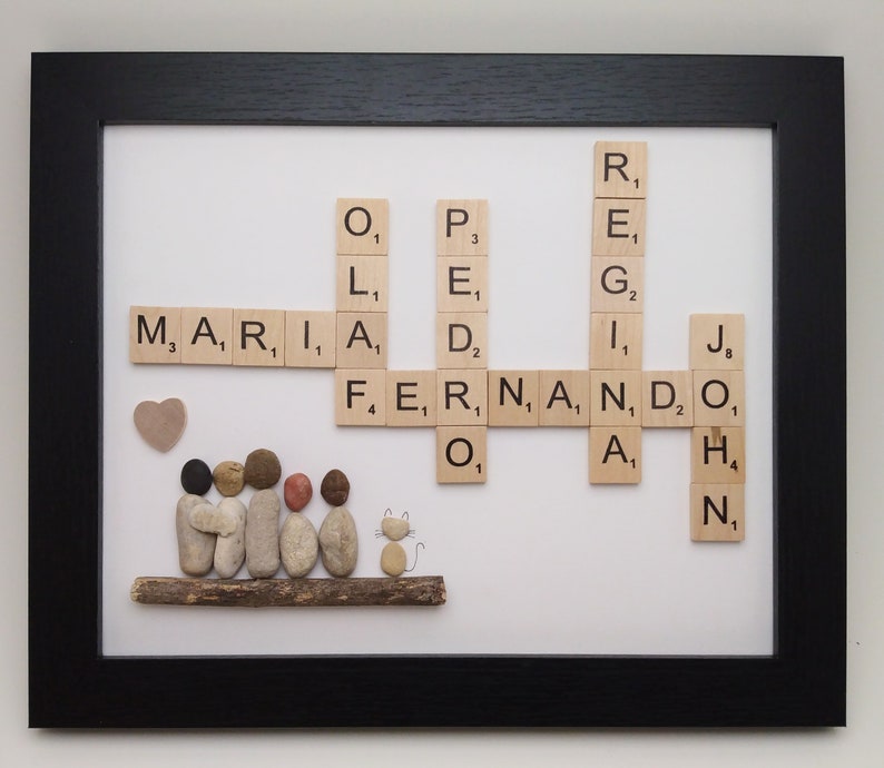 Scrabble Pebble Personalized Custom Family Portrait
