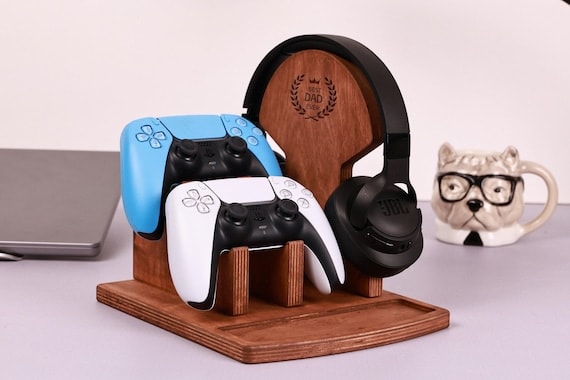 Personalized Wooden Controller and Headset Stand