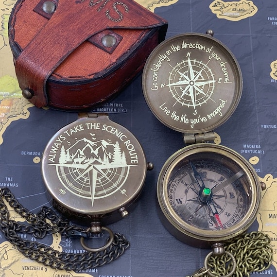 Engraved Brass Compass