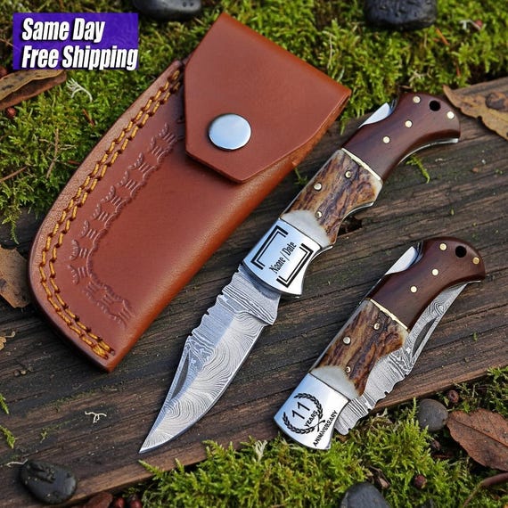 Damascus Steel Folding Pocket Knife
