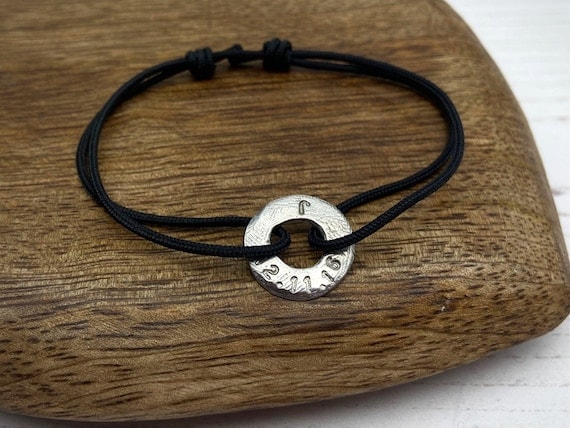 Pewter and Cotton Date Bracelet