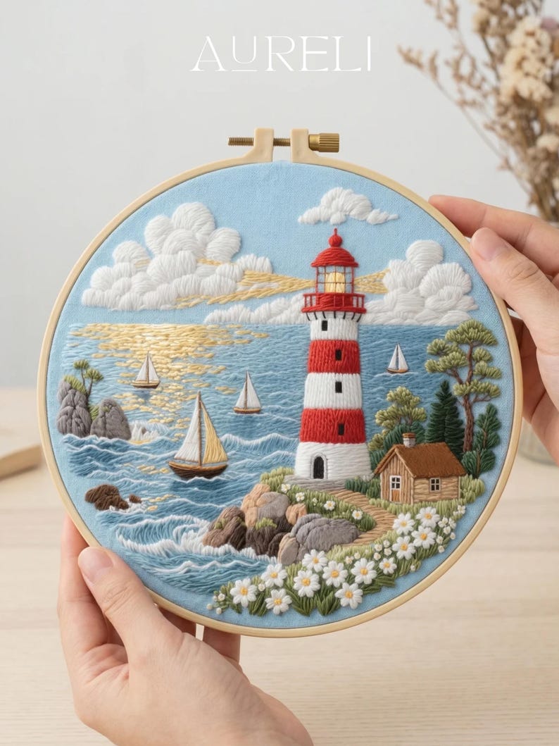 Seaside Lighthouse Embroidery Kit