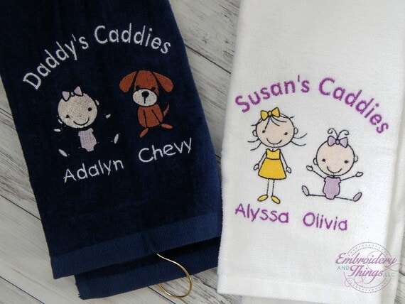 Embroidered Golf Towel with Family Names