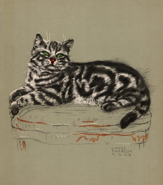 Vintage 1941 Tabby Cat Art Print