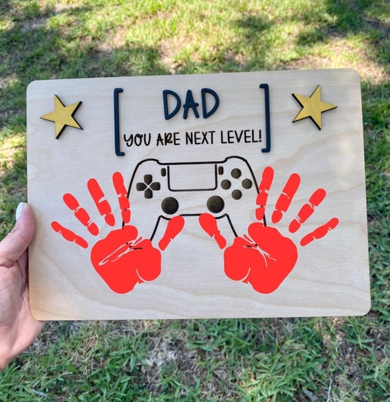 Engraved Wood Handprint Sign