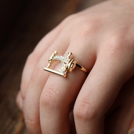 Sewing Machine Crystal Ring